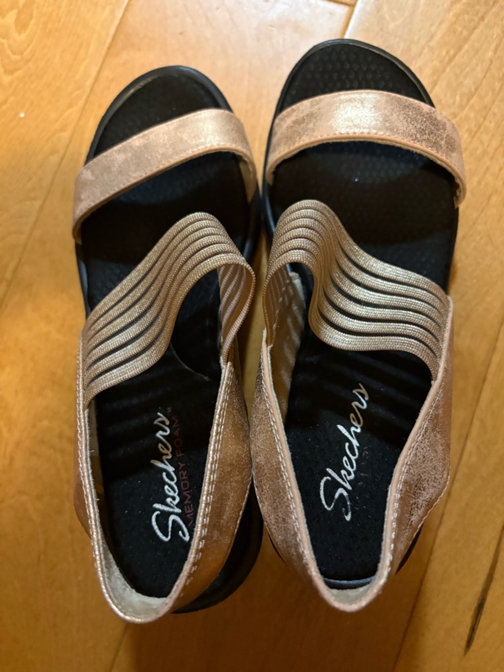 Skechers Cali Rumblers Glam Society wedge sandals rose gold 10 - Picture 5 of 7